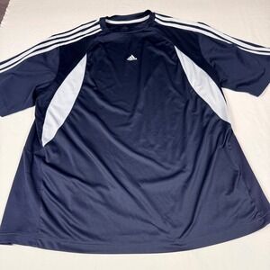 Adidas Athletic Shirt 2XL Black White 3-Stripe Mesh Panel Train Gym Basketball